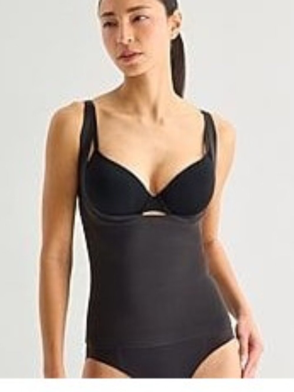 Ambrielle Women's Black Open Bust Shapewear Tank Top Cami Size Small
